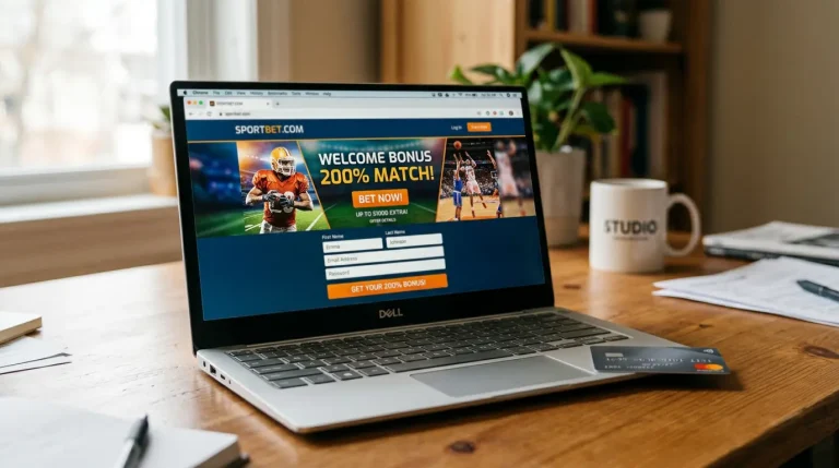 Mastercard neben einem Willkommensbonus-Angebot auf einem Sportwetten-Bildschirm