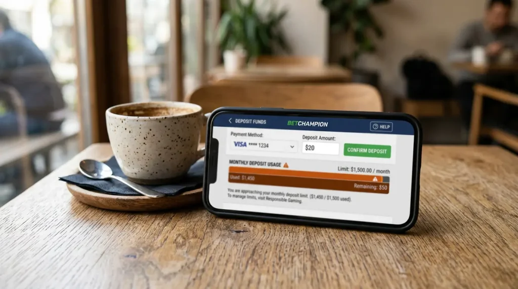 Digitale Anzeige eines Einzahlungslimits von 1000 Euro bei einem Sportwetten-Konto