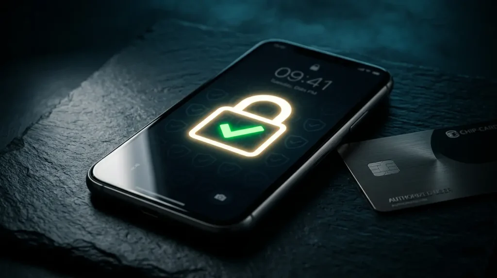 Sicherheit bei Sportwetten mit Kreditkarte – Schloss-Symbol auf einem Smartphone-Display