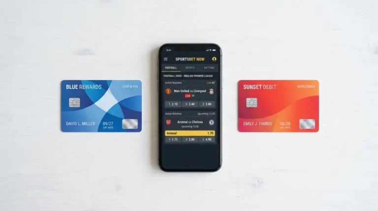Visa- und Mastercard-Karte nebeneinander auf einem Wettschein